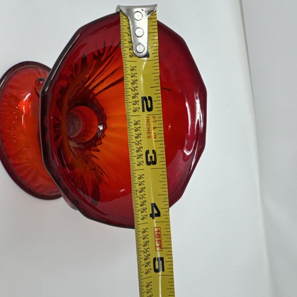 Vintage Fenton Ruby Red/Amberina Glass Cornucopia Candlestick - Picture 8 of 9